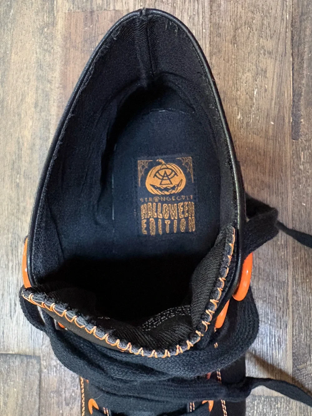 Strange Cvlt Chelsea Crew Black and Orange Spiderweb High-Top Sneakers size 11